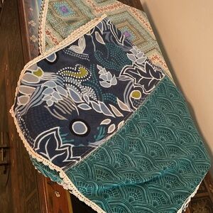 Prana Navy and Teal Patterned Scarf